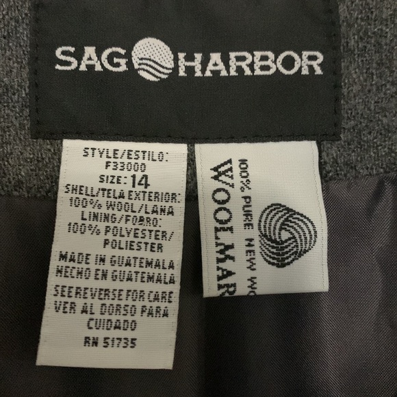 Sag Harbor 100% Wool Heathers Charcoal One Button Blazer Jacket Size 14 - Picture 2 of 5